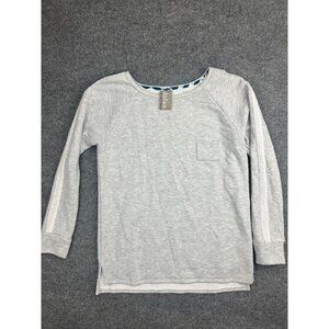 Dolan Left Coast Collection Sweatshirt Women's Large Gray White Striped Sleeve